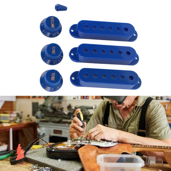 3x ABS Single Coil Pickup Covers + 3 Volume/Tone Knobs + 1 Switch Tip til Elguitar SSS Kit