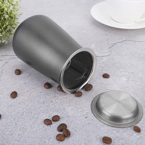 Håndkaffegrums-si i rustfrit stål, tilbehør til kaffebrygning, sort