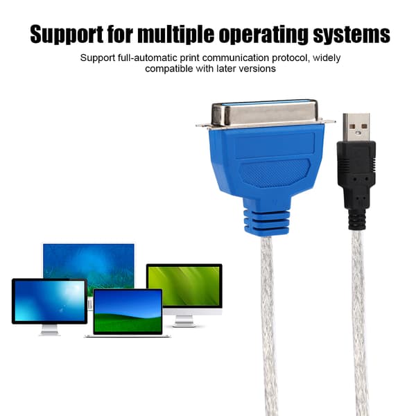 USB 2.0 til IEEE 1284 Parallel Printer Adapterkabel, CN36 Han til USB-A, Kompatibel med ældre printere