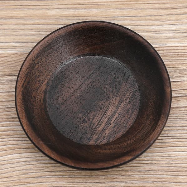 Solid mörk träfruktbricka rund matserveringsbricka te dessert tårta tallrik (7,5 cm)