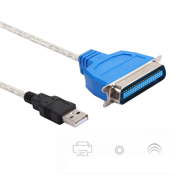 USB 2.0 til IEEE 1284 Parallel Printer Adapterkabel, CN36 Han til USB-A, Kompatibel med ældre printere