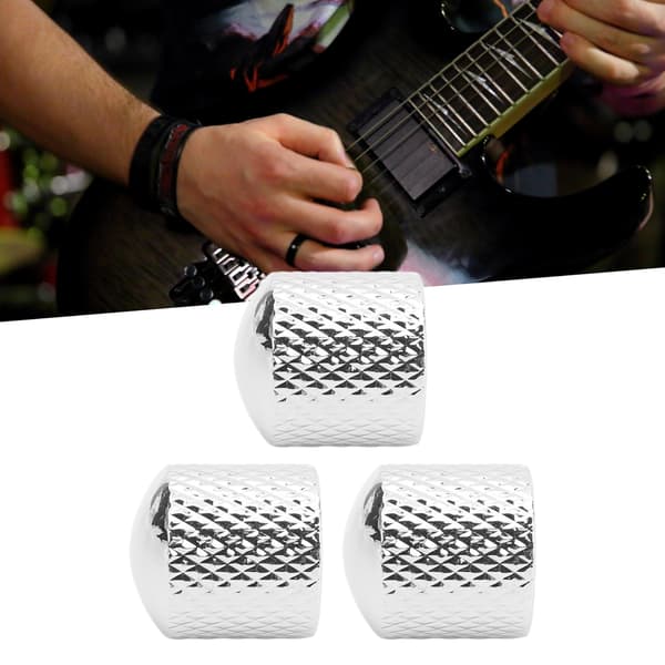 3-pack elgitarrknopp elegant utseende hållbar metall universell gitarrpotentiometer ersättningsknopp silver för bas