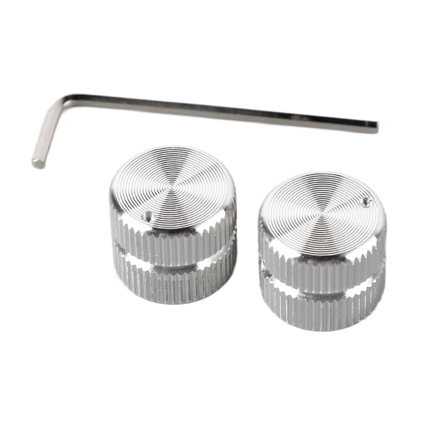 Silver metallgitarr volym tonkontrollknappar 2-pack med skiftnyckel för elektrisk bas & gitarrpotentiometerdelar