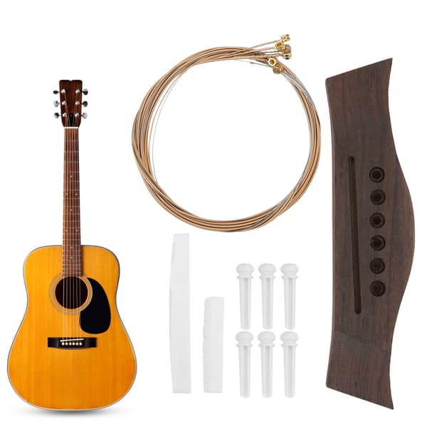 Guitarbro-sæt Bovine Bone Nut Saddle Bridge Pins Udskiftningsdele