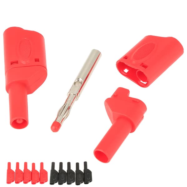 10 stk. 4 mm rød sort sikkerhed fuldt isolerede stabelbare bananstik