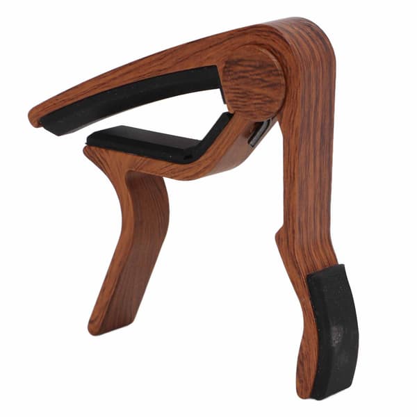 Quick Release String Lock Capo Kit med 5 Guitar Picks til Bas & Banjo, Mørk Valnød Finish
