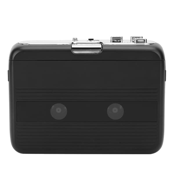 Bærbar Bluetooth Kassetteafspiller med FM-radio, Auto Reverse, Sort