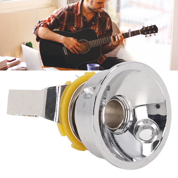 Elgitarr Electrosocket Utgångsjack i Silvermetall med 2 Skruvar Kraftig Fäste Hårdvara
