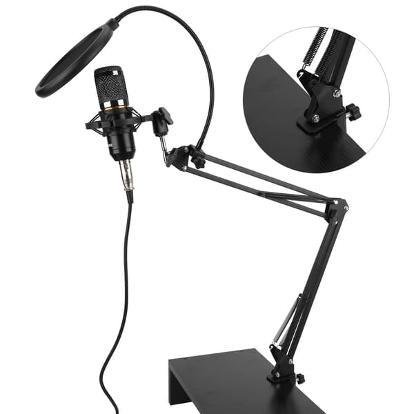 Kondensatormikrofonsæt USB med fleksibel arm BM800 til pc-desktop-bærbar computer (sort sort)