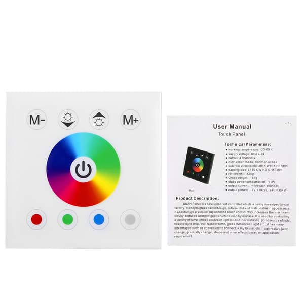 Väggmonterad färgglad RGBW LED Touch Panel Controller Dimmerbrytare för LED-listljus Vit