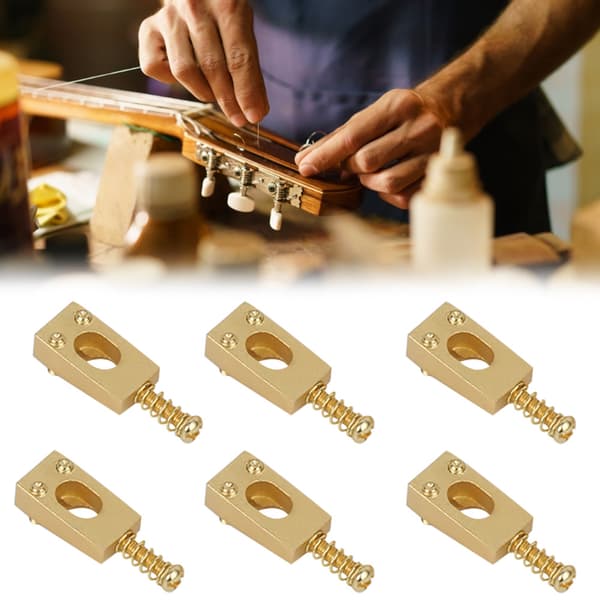 6-pack mässing gitarrstall strängsadlar reservdelar för elgitarr guld 20x10.5x6.5/4.8mm