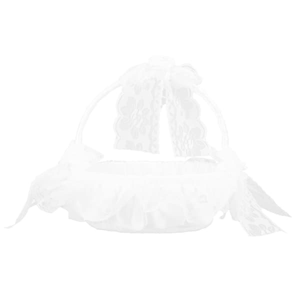 Bröllopsblomkorg med vit spets, söt, lätt och chic för ceremoni
