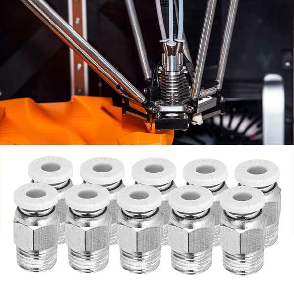 10 stk. lige pneumatiske fittings sølv M10 gevind 3D-printertilbehør PC4-01