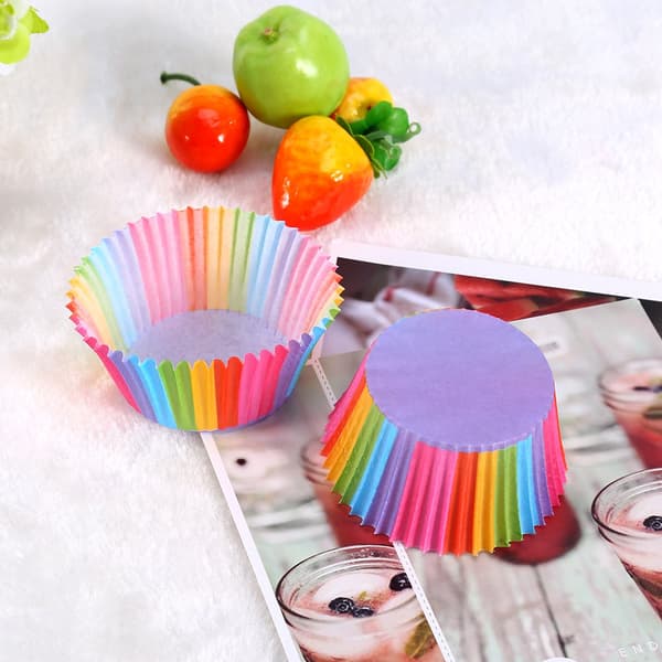 100 st färgglada muffinsformar muffins papper bakformar muffinsfodral kakform