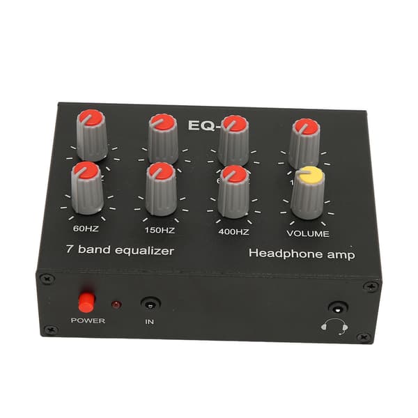 7-bånds grafisk equalizer RCA ind/ud, 12dB basforstærkning, 2-kanals stereo lydprocessor