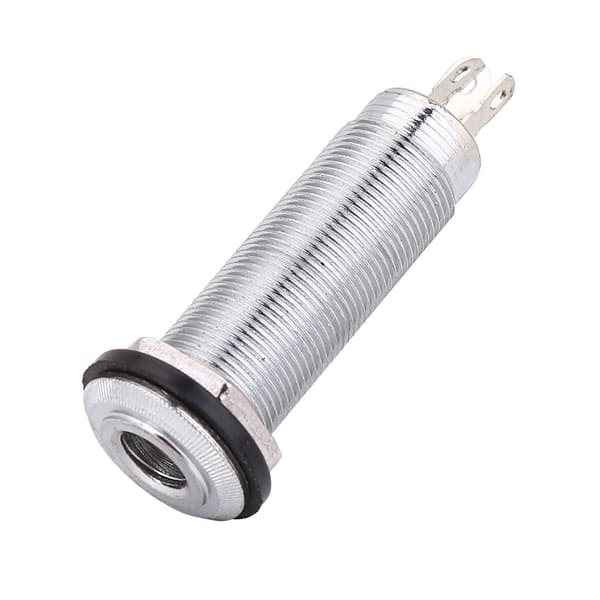 Gängad Barrel Output Jack Plug Socket Connector 1/4 tum för elgitarr och bas silver