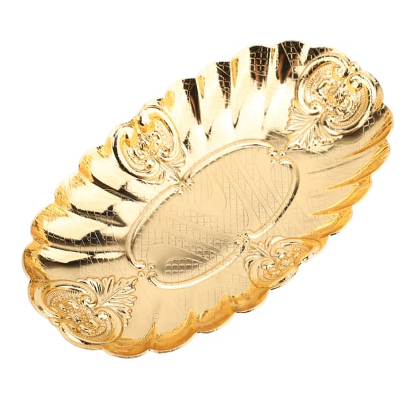 Oval Metall Serveringsbricka Liten Fruktskål Snackfat Buffé Bakverk Server S (15.2x8.8x3.1cm)