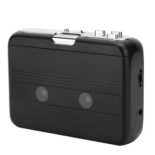 Bærbar Bluetooth Kassetteafspiller med FM-radio, Auto Reverse, Sort
