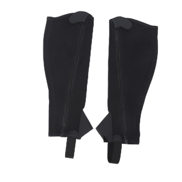 2-pack svarta mesh-halvchaps för barn – flexibla ridbenskydd, hästskydd