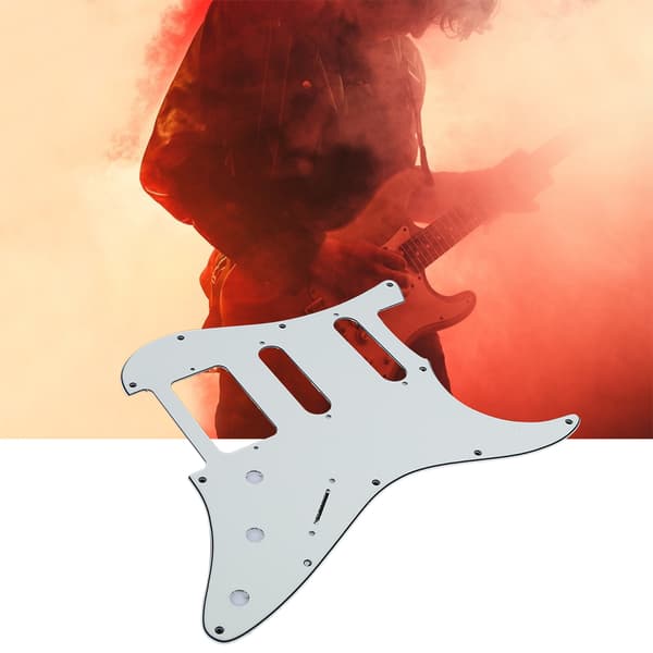 Elgitarr Scratchplate 11 Hål Spegelfinish för FD Gitarrtillbehör Vit