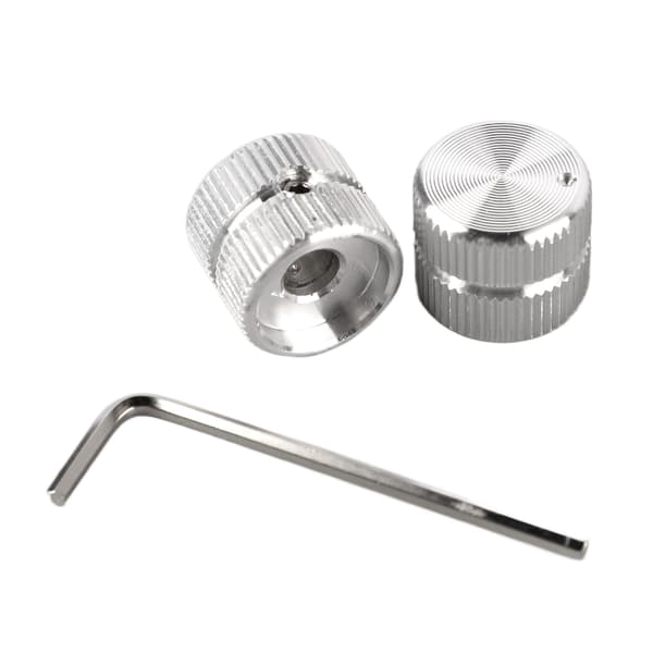 Silver metallgitarr volym tonkontrollknappar 2-pack med skiftnyckel för elektrisk bas & gitarrpotentiometerdelar