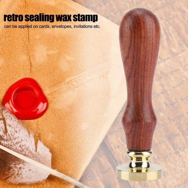 1 stk. retro træforseglingsvoksstave klassisk seglstempel til bryllupsinvitationskort (012)