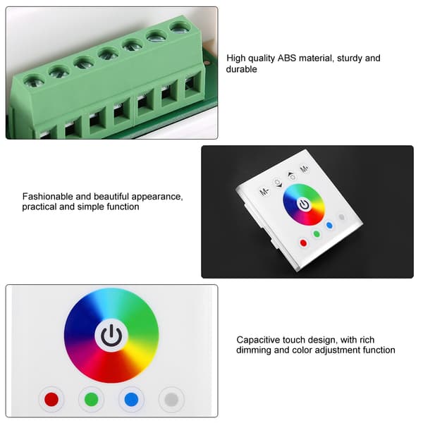 Väggmonterad färgglad RGBW LED Touch Panel Controller Dimmerbrytare för LED-listljus Vit