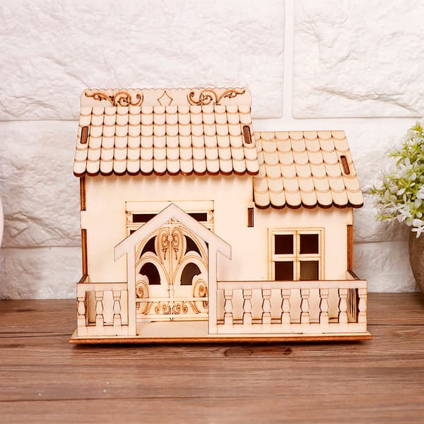 Miniatyrvilla Pengamynt Förvaringslåda Spargris Husmodell Heminredning (Triangulär grind)