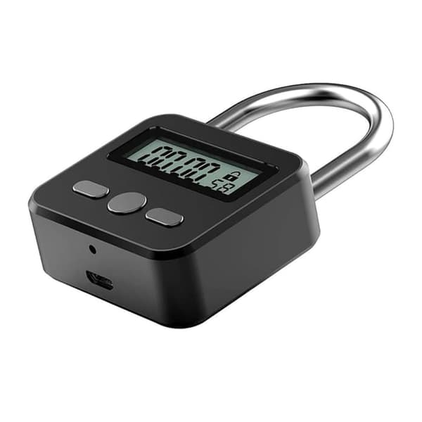 Metallisk tidslås - USB genopladelig tidslås - sort