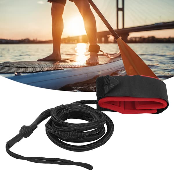 Surf Kajakkoppel Rep Båt Säkerhetspaddel Tether för Surfbräda, Svart & Röd, Hållbar Surfingutrustning