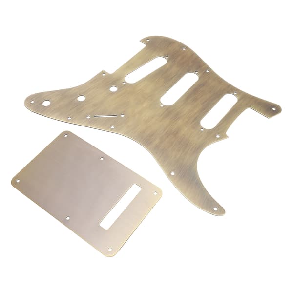 Bronsmetall Elgitarr Scratchplate & Bakplatta Set för 3 Single Coil Pickups, SSS-stil, 2-delat kit