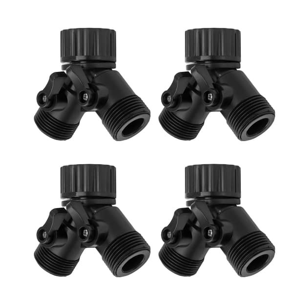 Kran Y-adapter Dubbla utlopp Dubbla ventiler Slang Y-koppling för utomhuskran Standard 4-pack