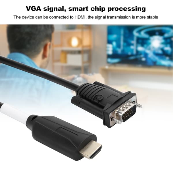 HDMI til VGA-adapterkabel 1,2 m, digital til analog konverter til pc, bærbar computer, skærm