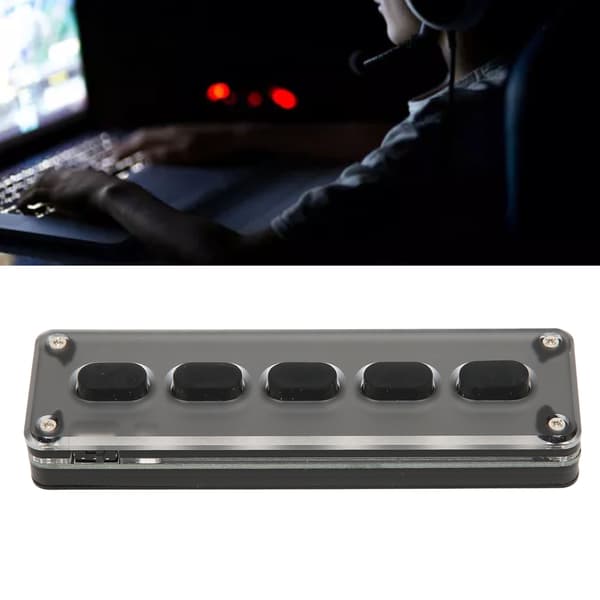 Programmerbar makropude 5-tast USB & Bluetooth Dual-Mode Mini Lydløs Silikone Brugerdefineret Gaming Tastatur Sort