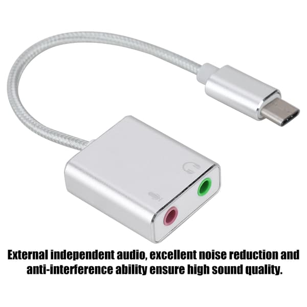 USB-C extern stereoljudadapter i aluminiumlegering 3,5 mm-uttag EZ1247
