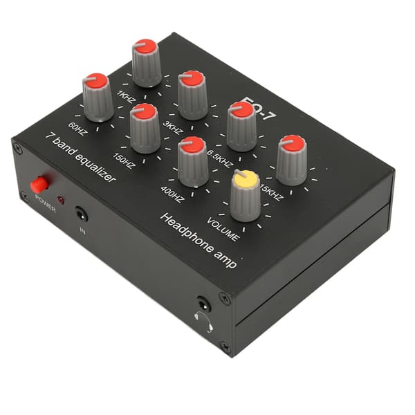 7-bånds grafisk equalizer RCA ind/ud, 12dB basforstærkning, 2-kanals stereo lydprocessor