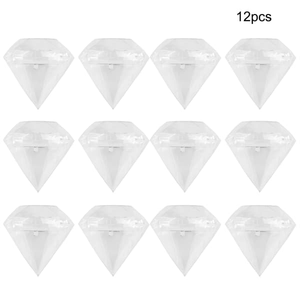 12 st Bröllopsfest Hem Diamantformade Transparenta Plast Lyckogodisaskar