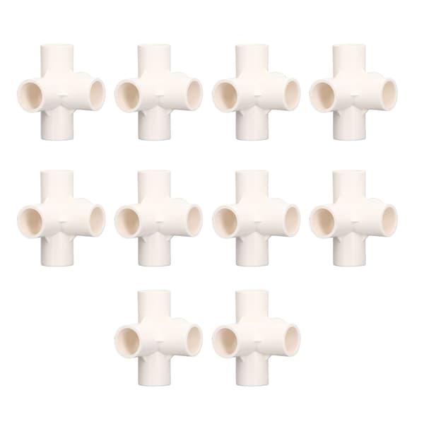 10 stk. PVC-rørfitting 20 mm 5-vejs retvinklet 3-dimensionel albuerørforbindelse til møbler hvid