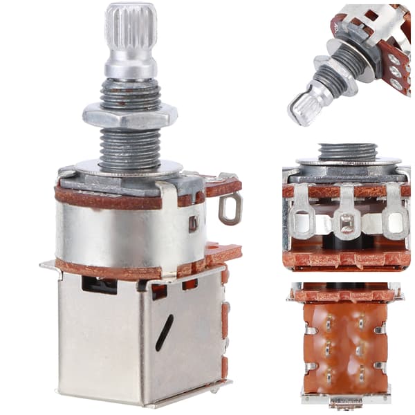 1 st metallgitarr tonkontroll potentiometer a500k 18mm axellängd silver för elgitarr bas push-pull coil tap
