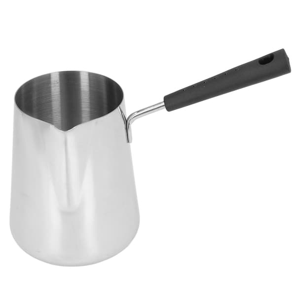 Smørvarmer Mini Rustfrit Stål Kaffeopvarmning Smeltedigel 1000ml med Tud til Hjemmecafé
