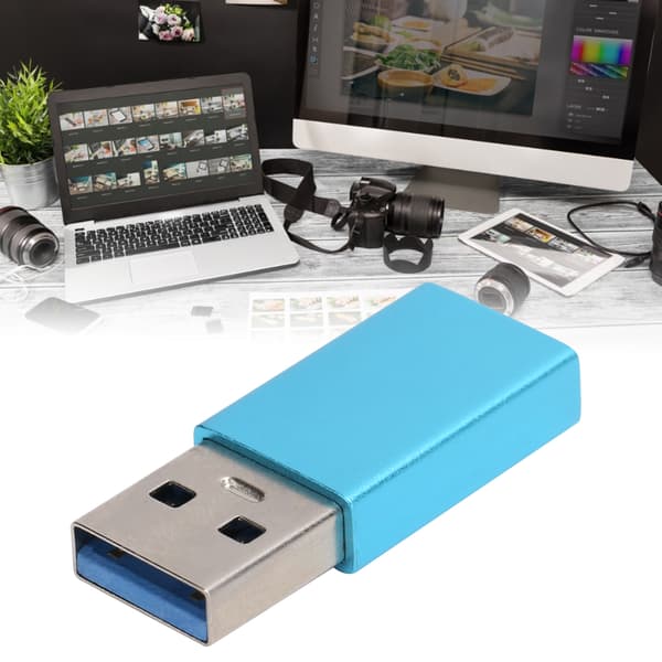 USB-C til USB 3.0 Adapter Konverter, Hurtig Opladning Hun til Han Stik til Bærbar PC, Blå