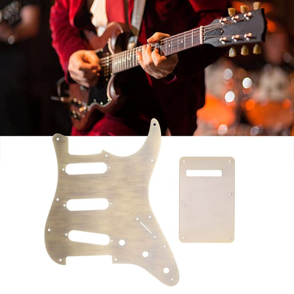 Bronsmetall Elgitarr Scratchplate & Bakplatta Set för 3 Single Coil Pickups, SSS-stil, 2-delat kit