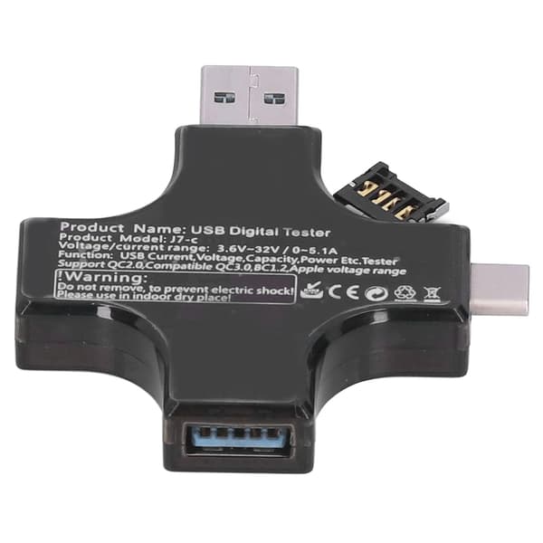 USB Typ-C Digital Voltmeter Amperemeter Testare Bärbar Spänningsströmdetektor