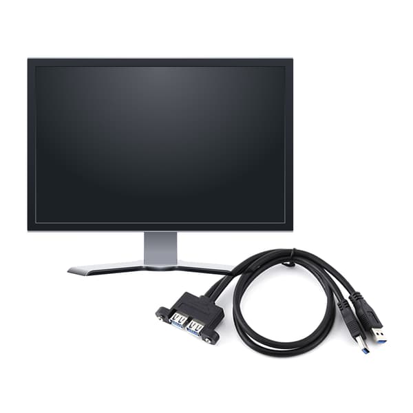 Dubbel USB 3.0 förlängningskabel Combo, hane till hona med skruvpanelmontering, 2-pack