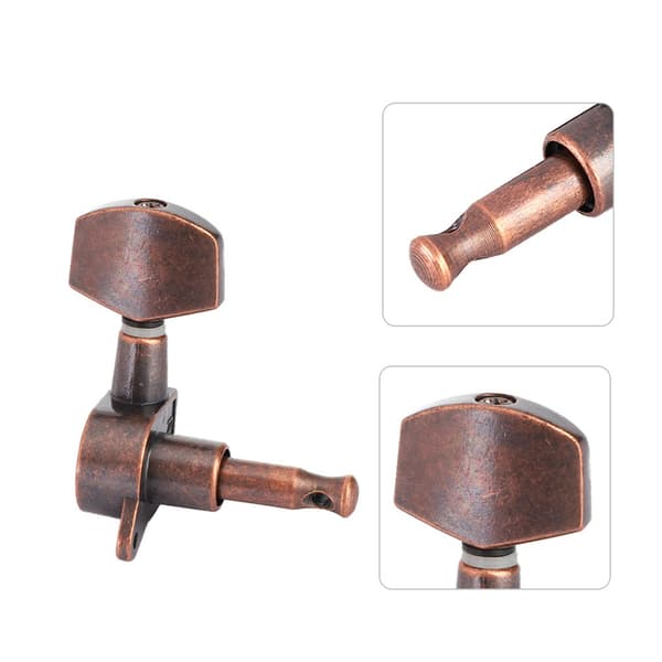 3L3R Gitarrsträngstämmare Kopparlegering Röd Brons Stämskruvar 6st Set för Akustisk Elektrisk Standardgitarr 4.5x3.8cm