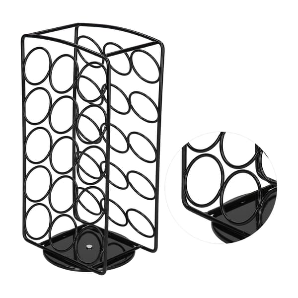 Roterende kaffekapselholder, metalstativ med 30 kapsler, solid sort kompakt organizer