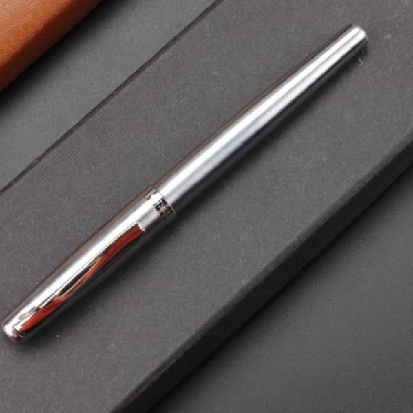 Kuglepen i rustfrit stål, rollerball-pen, gave til forretningsmøde