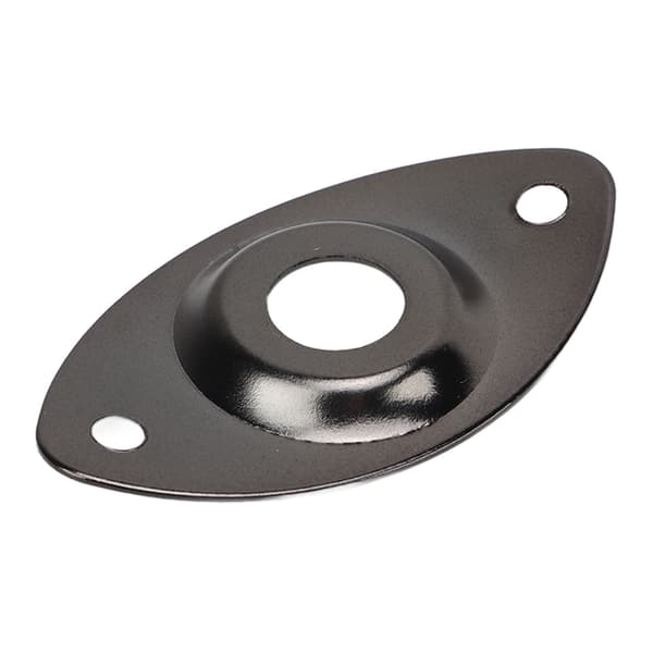 Guitar Oval Jack Plate Robust Dekorativ Elektrisk Guitar Output Socket Jack Plate Erstatning Sort