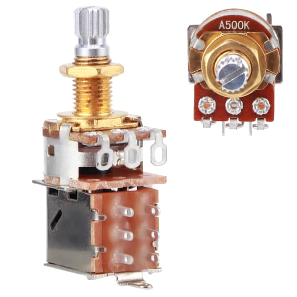 Gitarrkontrollpott Tonpotentiometer Elgitarr Bas Push Pull 18mm Skaftlängd a500kGuld