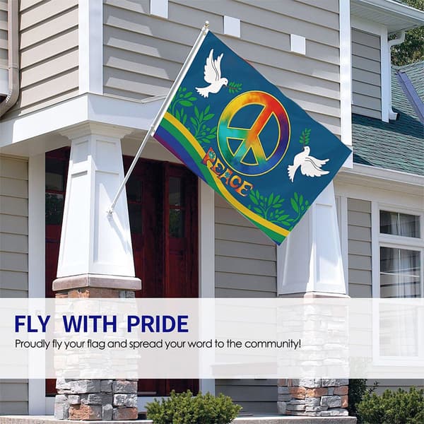 Verdensfredsflag 90 x 150 cm Stort Polyester Fredsflag til Baghave Have Legeplads